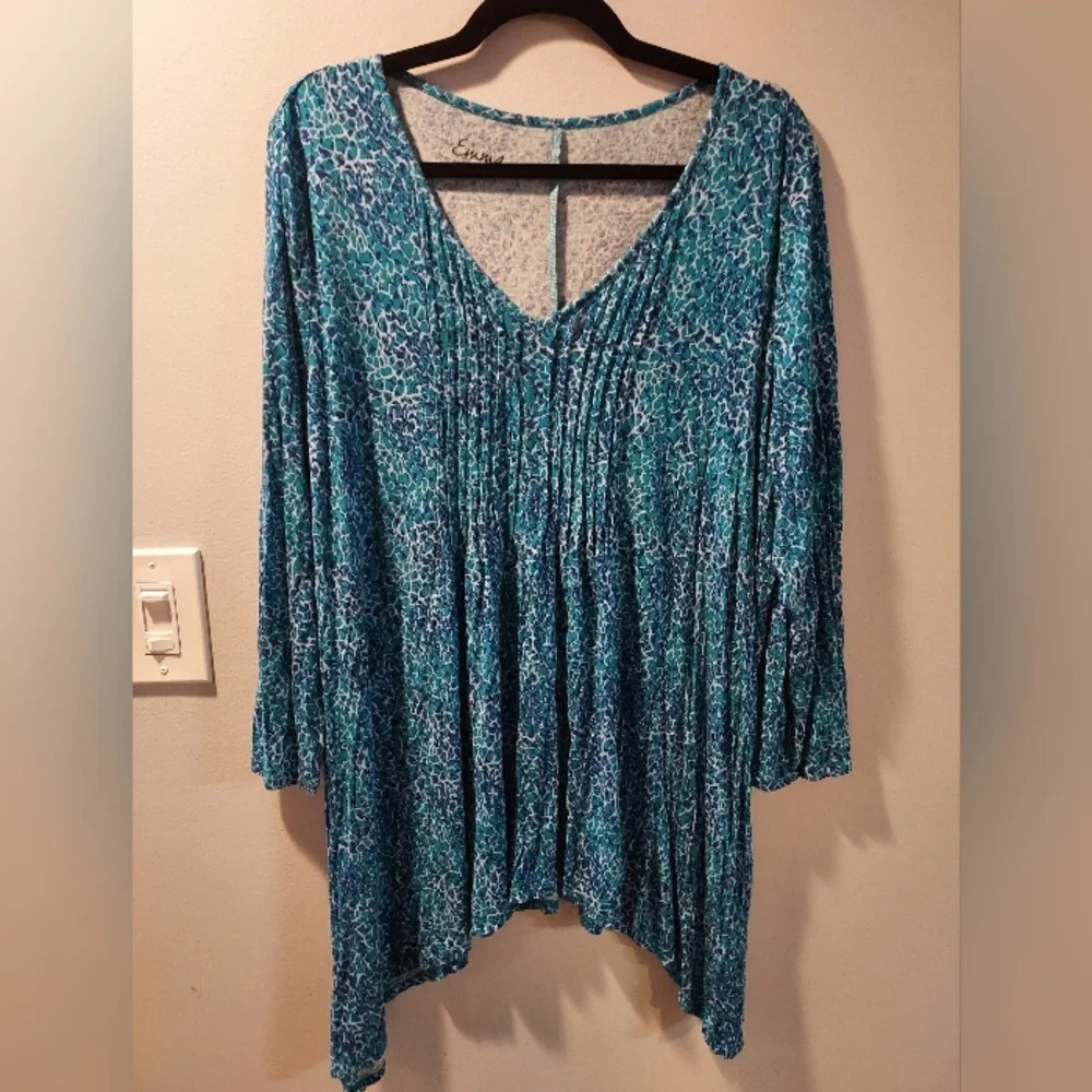 Simply Emma Teal 3/4 Sleeve Pullover Top in Size 2X